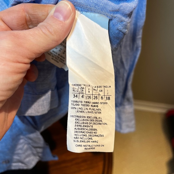 Weekend Max Mara Light Blue Embroidered Linen Button-Down Shirt - Picture 5 of 8